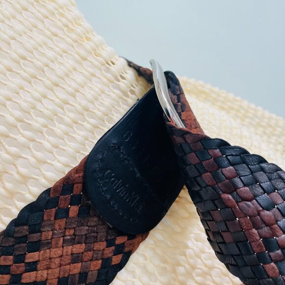 CALVIN KLIEN Woven Suede Leather Belt 43" - Picture 5 of 6